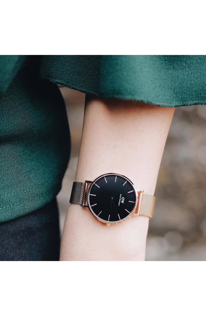 Daniel Wellington Classic Petite Mesh Strap Watch, 32mm, Alternate, color, Rose Gold/White/Rose Gold