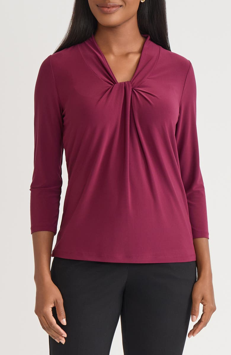 KASPER Knot Front Knit Top, Main, color, Shiraz