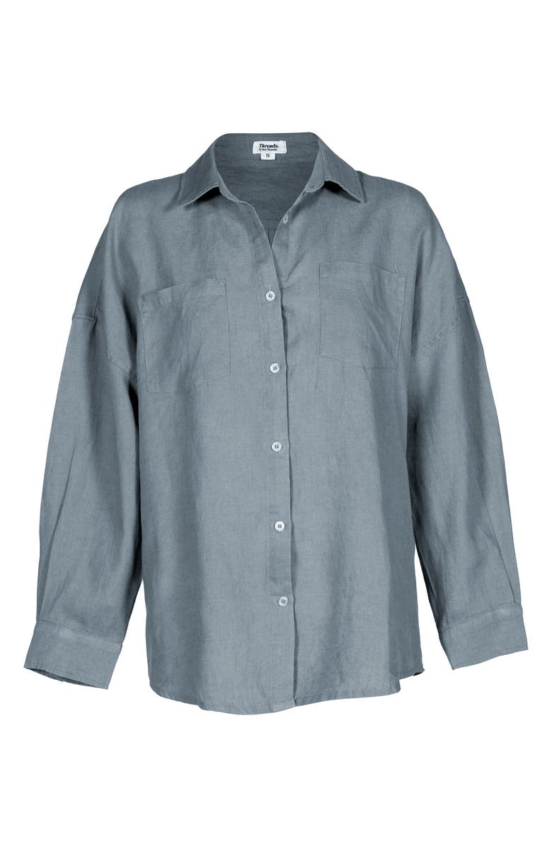 Bed Threads Long Sleeve Linen Button-Up Shirt, Alternate, color, 