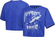 New Era Women's New Era Blue Detroit Lions Cropped Boxy Sport Classics Mineral Wash T-Shirt