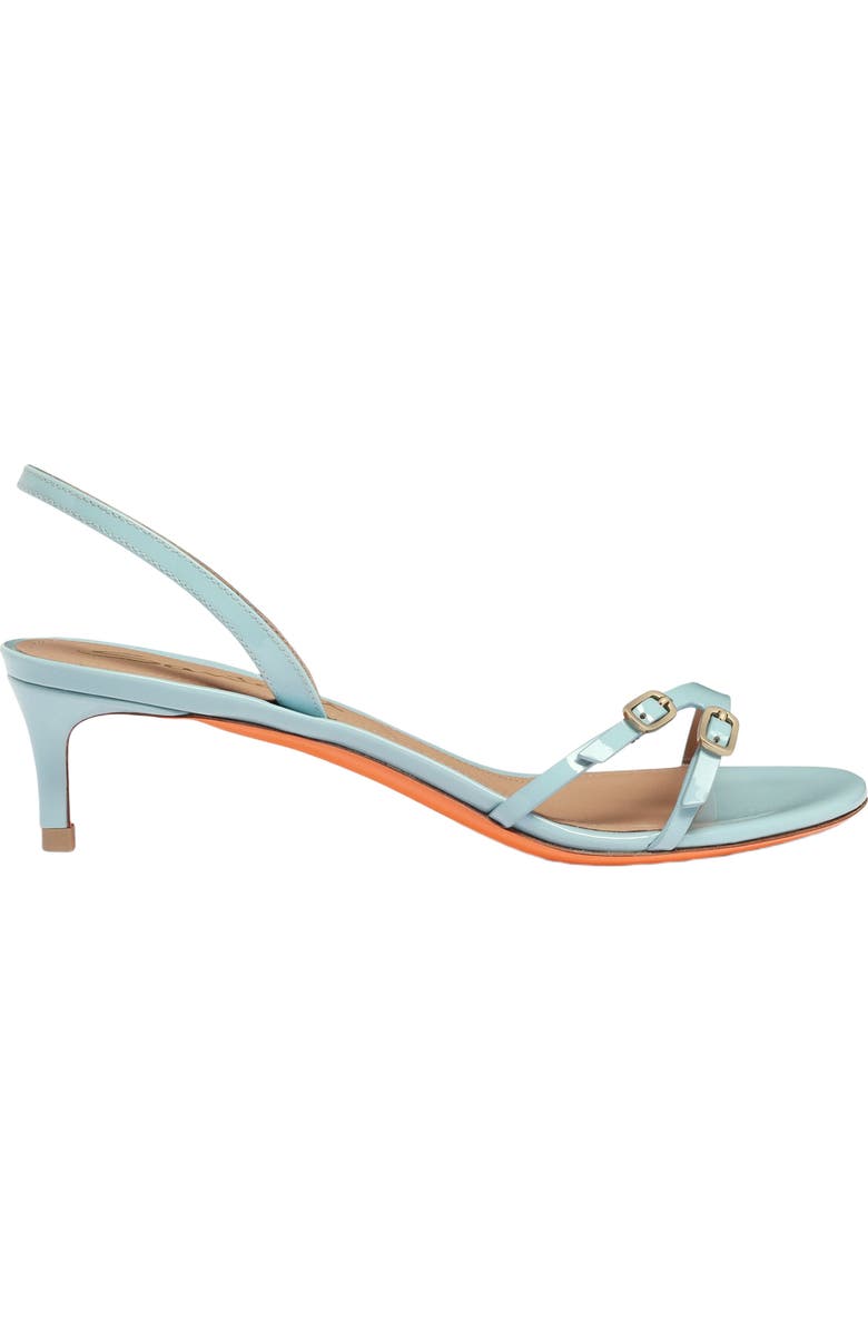 Santoni Women's patent leather mid-heel sandal, Main, color, Blue