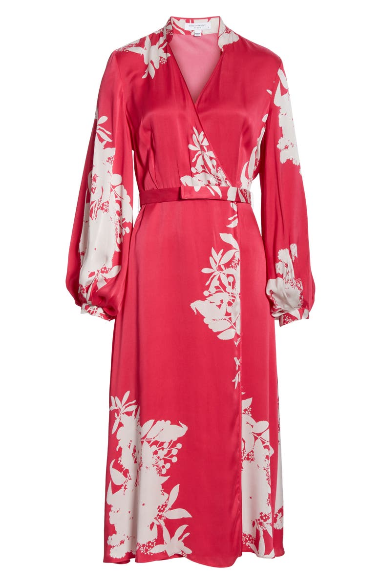 Equipment Andrese Silk Blend Wrap Long Sleeve Dress, Alternate, color, 