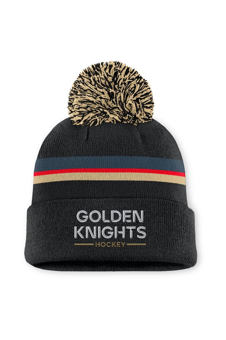 Women's Fanatics Black Vegas Golden Knights Authentic Pro Rink Cuffed Knit Hat with Pom, Main, color, Black