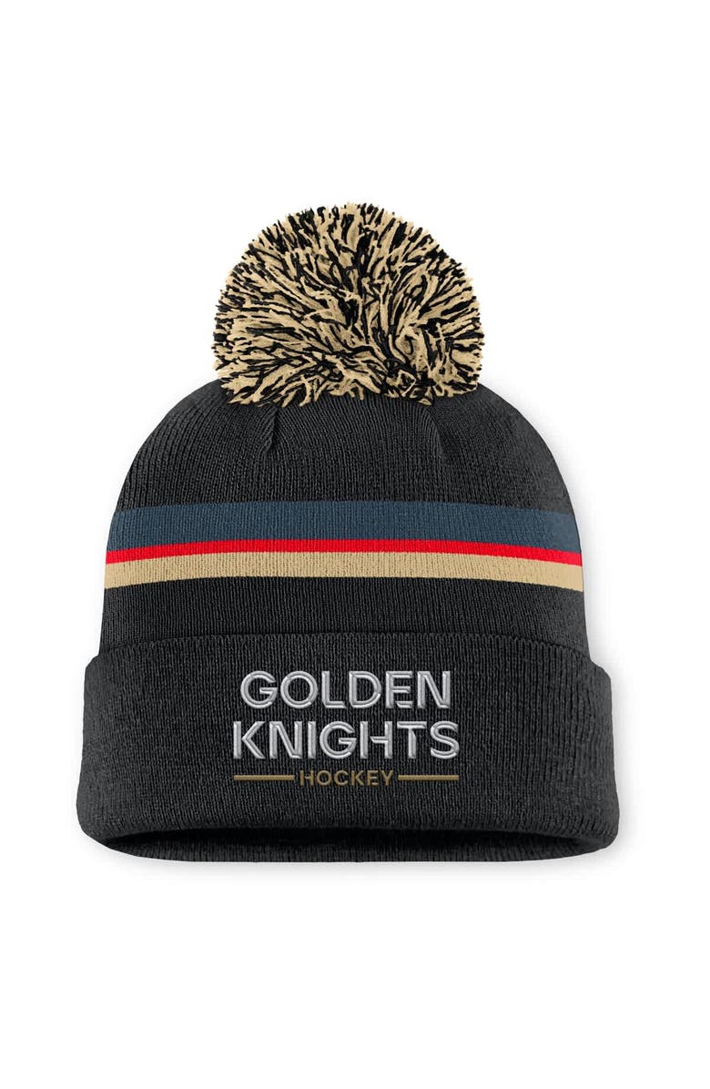 FANATICS Women's Fanatics Black Vegas Golden Knights Authentic Pro Rink Cuffed Knit Hat with Pom, Main, color, Black