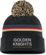 FANATICS Women's Fanatics Black Vegas Golden Knights Authentic Pro Rink Cuffed Knit Hat with Pom