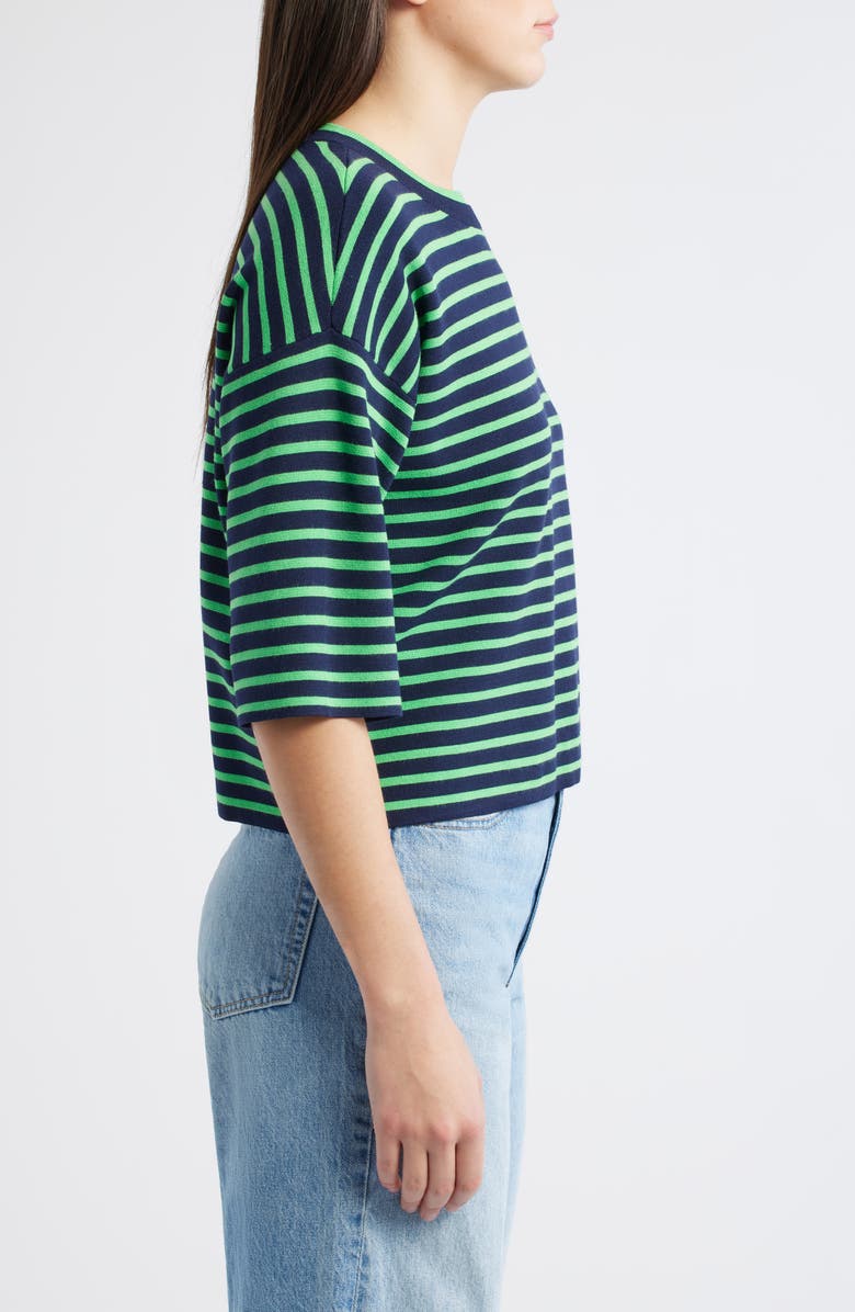 Wit & Wisdom Stripe Knit Top, Alternate, color, Navy/ Retro Green
