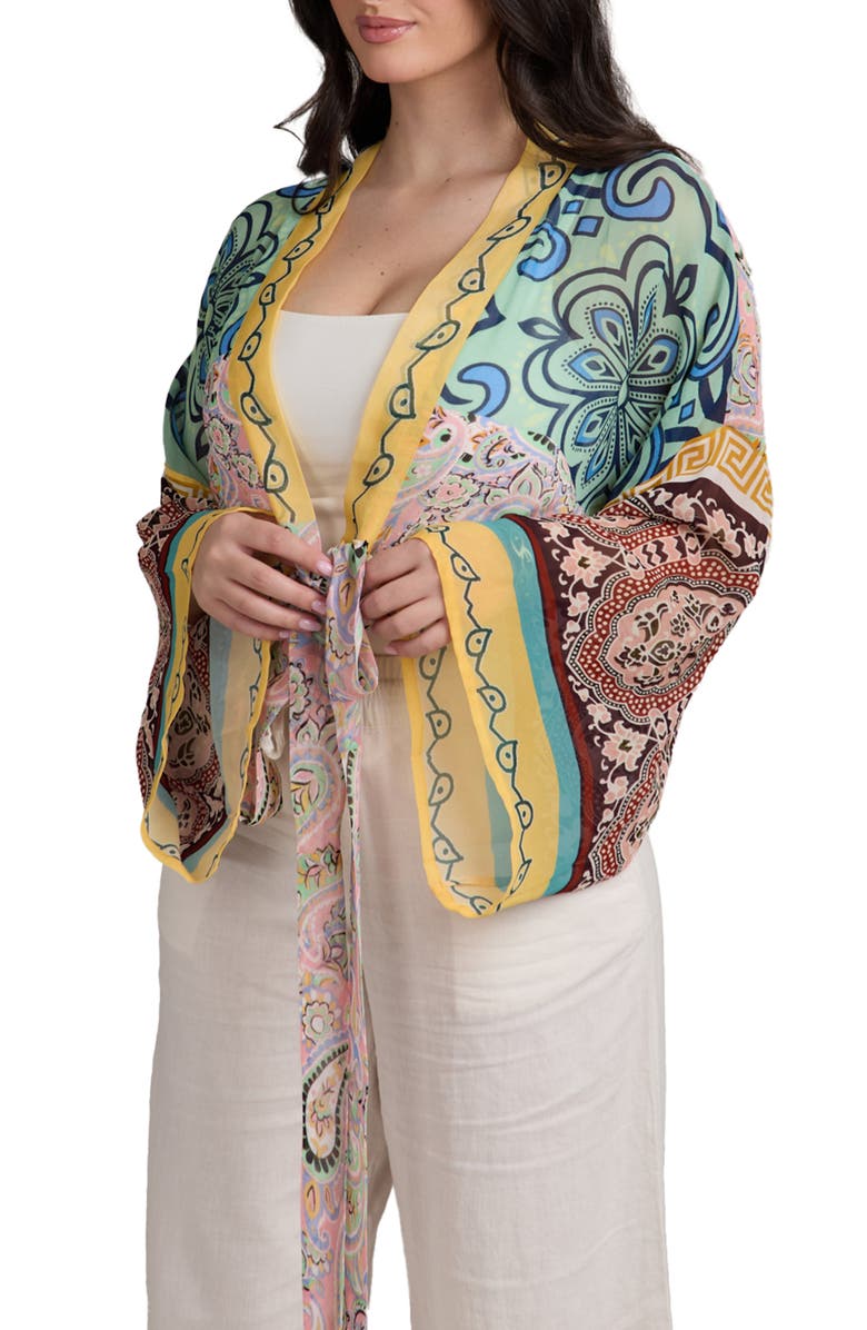 SAACHI Paisley Tie Front Tunic, Alternate, color, Pink