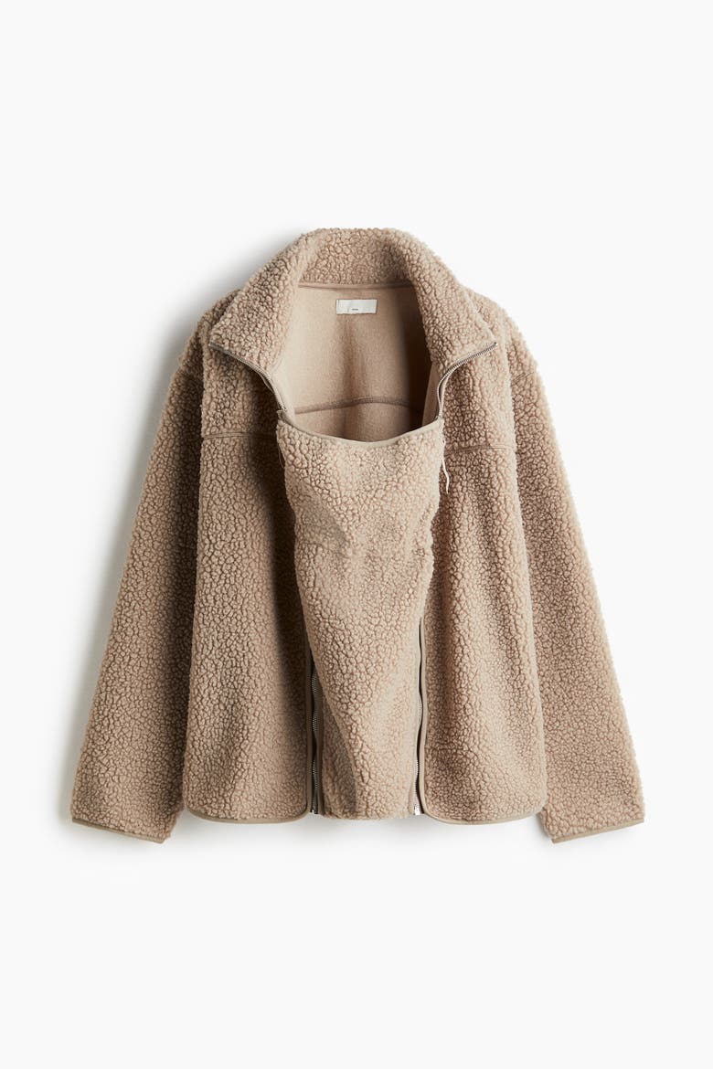 Mama Before & After Babywearing Teddy Jacket, Alternate, color, Beige