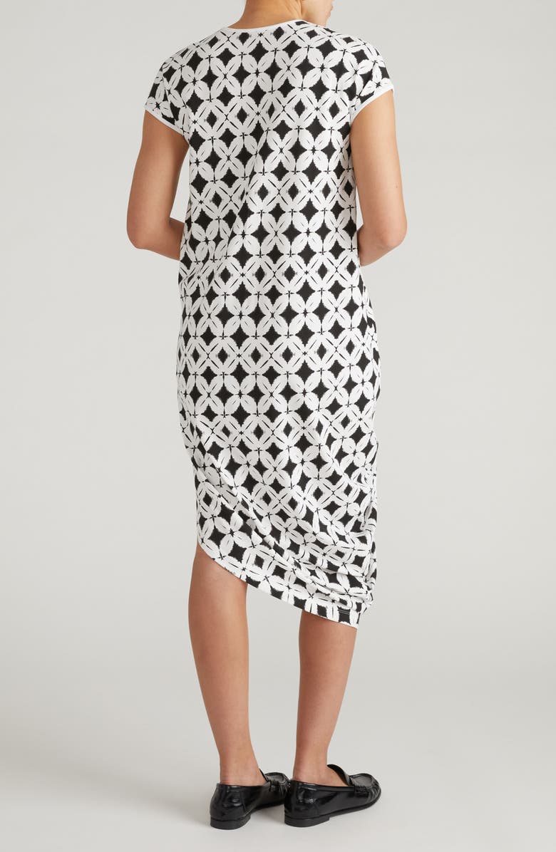 Universal Standard Geneva Asymmetric T-Shirt Dress, Alternate, color, Black/ White Flower Bed Print