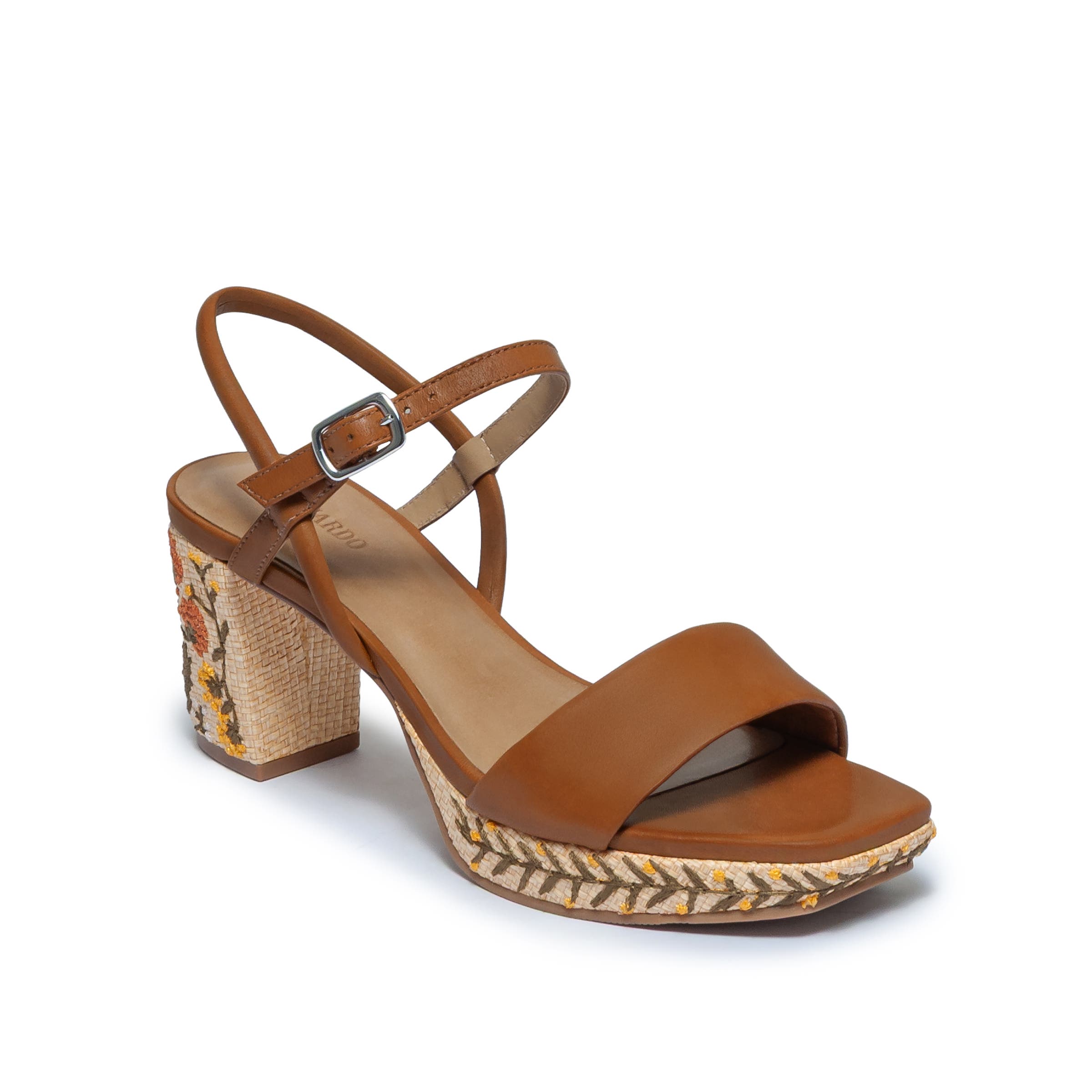 Bernardo Footwear Canto Embrodiery Platform Sandal, Alternate, color, Luggage