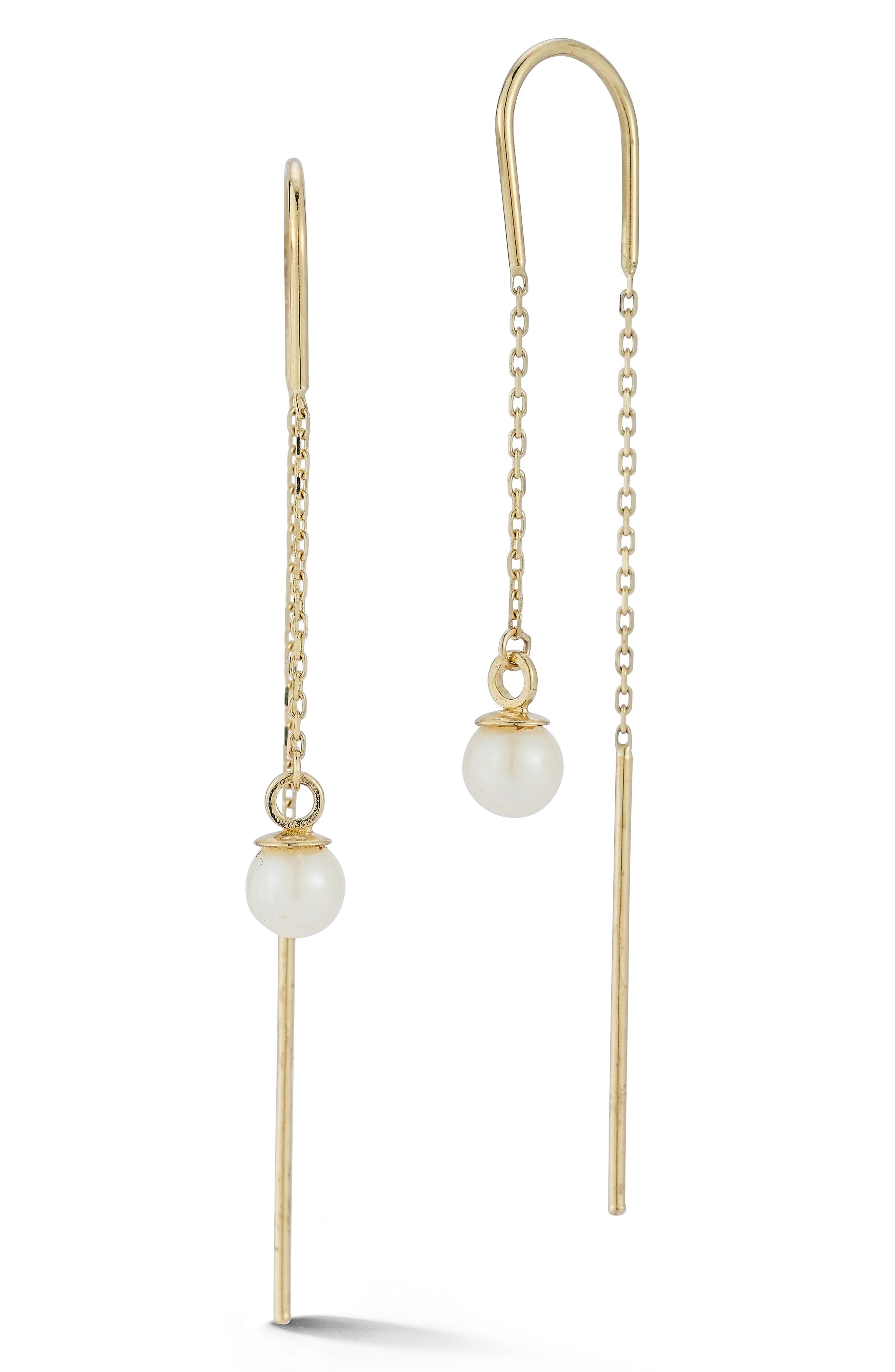 Ember Fine Jewelry 14K Gold Cultured Pearl Threader Earrings (Women ...