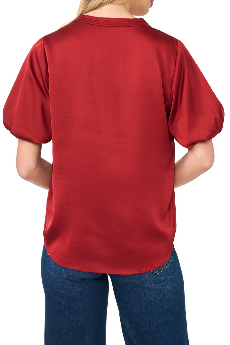 Puff Sleeve Satin Top, Alternate, color, WINE