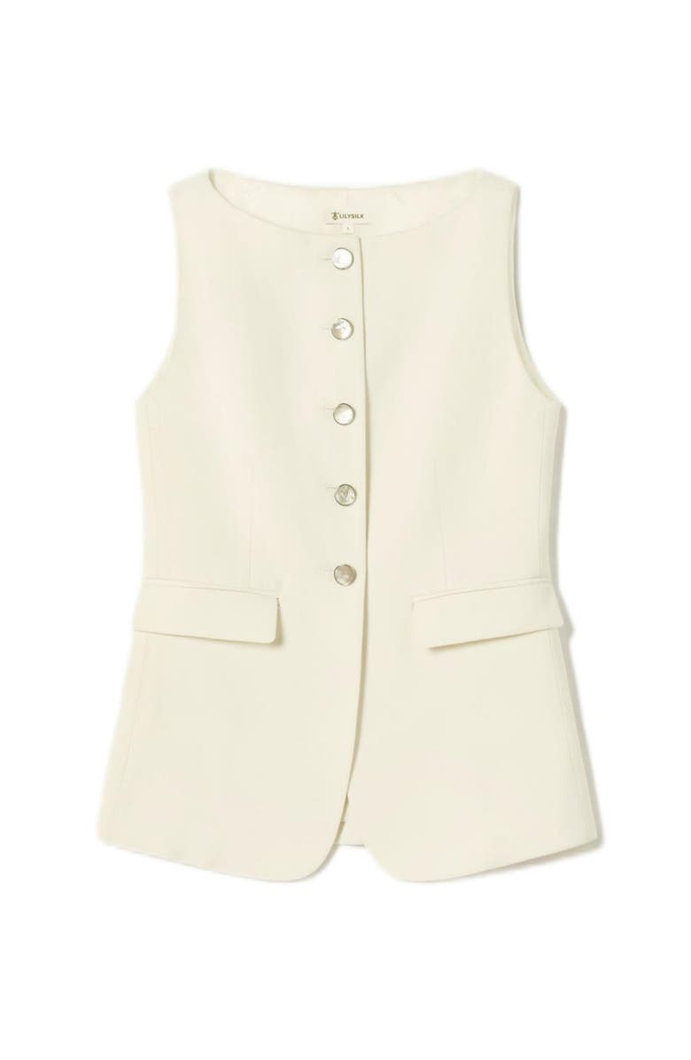 Lilysilk Women's Sleeveless Button Up Silk Vest, Main, color, Lily White