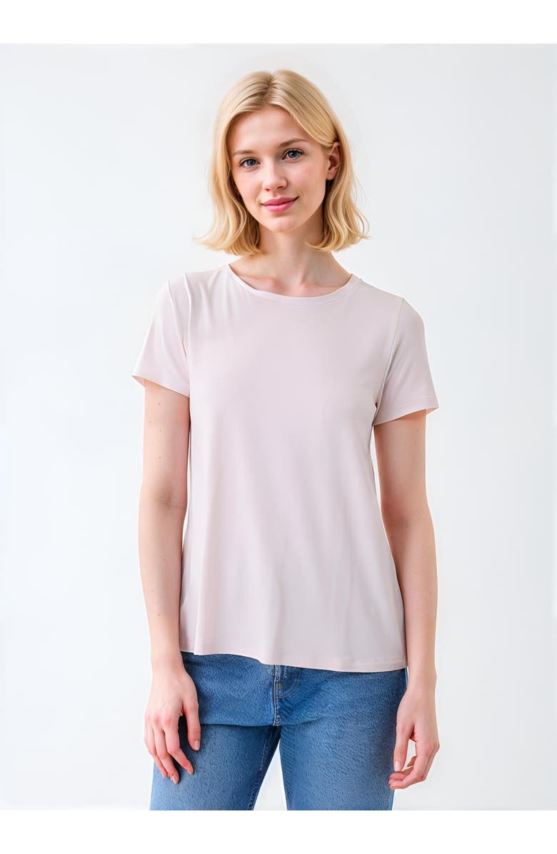 Majestic Filatures Soft Touch Short Sleeve T-Shirt with Pleated Back, Main, color, Petale