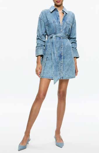 FRAME Tie Belt Denim Shirtdress Nordstrom