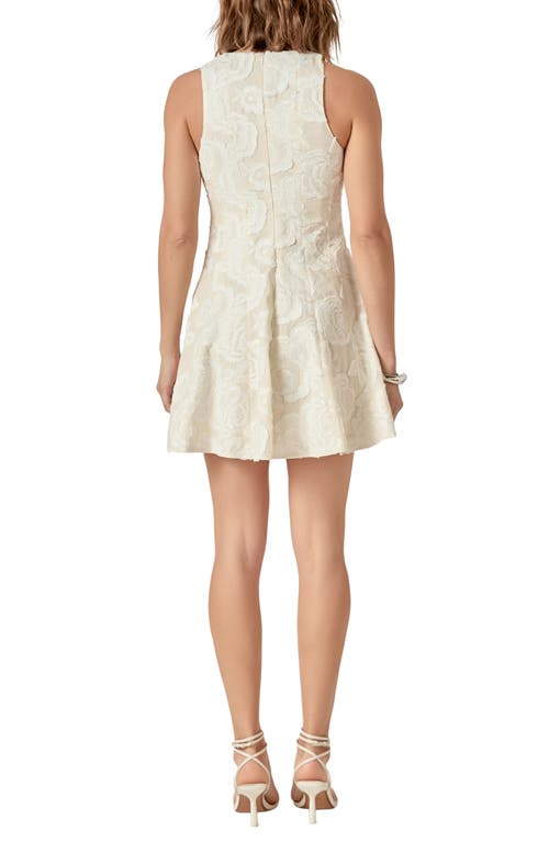 Shop Endless Rose Floral Embroidered Sleeveless Minidress In Cream