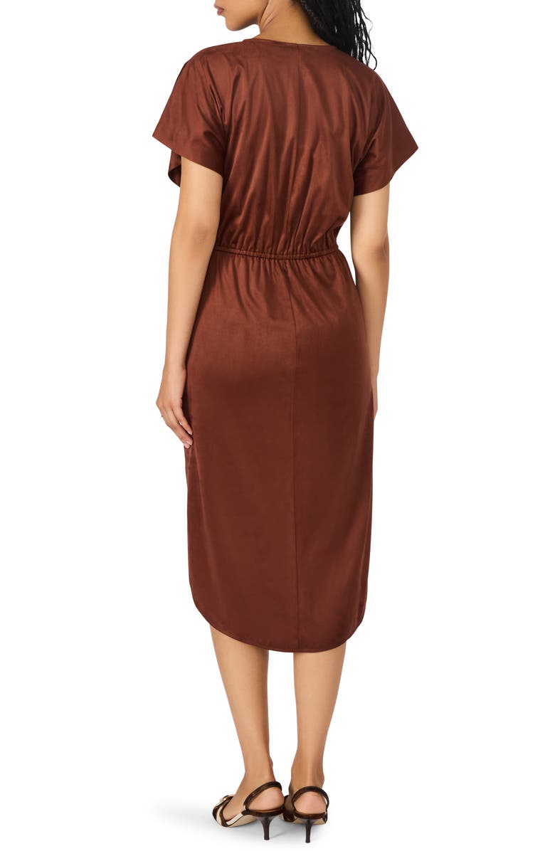 Steve Madden Aimee Ruched Short Sleeve Dress, Alternate, color, Dark Fig