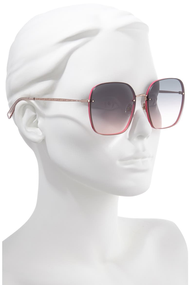 Gloria3 60mm Square Sunglasses, Alternate, color, PINK/ GREY/ ROSE GOLD