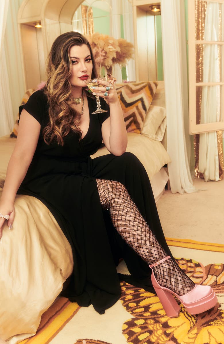 MEGHAN LA Jasmine Midi Dress, Alternate, color, Black