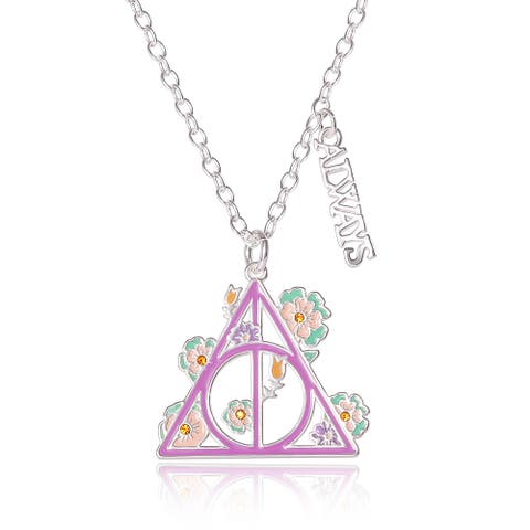 Botanical Deathly Hallows Necklace, 16"+2"