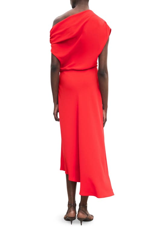 Mango Asymmetric Midi Dress In Red