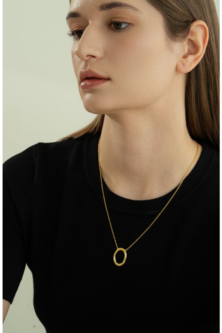 Sterling Silver 18k Gold Plated Brynn Circle Necklace Dainty Chic, Alternate, color, Gold