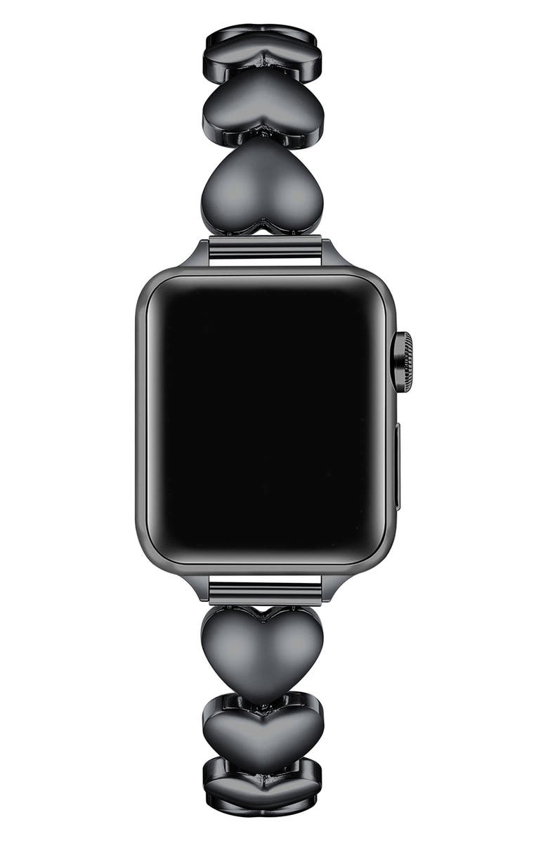 The Posh Tech Aphrodite Heart Bracelet Apple Watch<sup>®</sup> Watchband, Alternate, color, Black