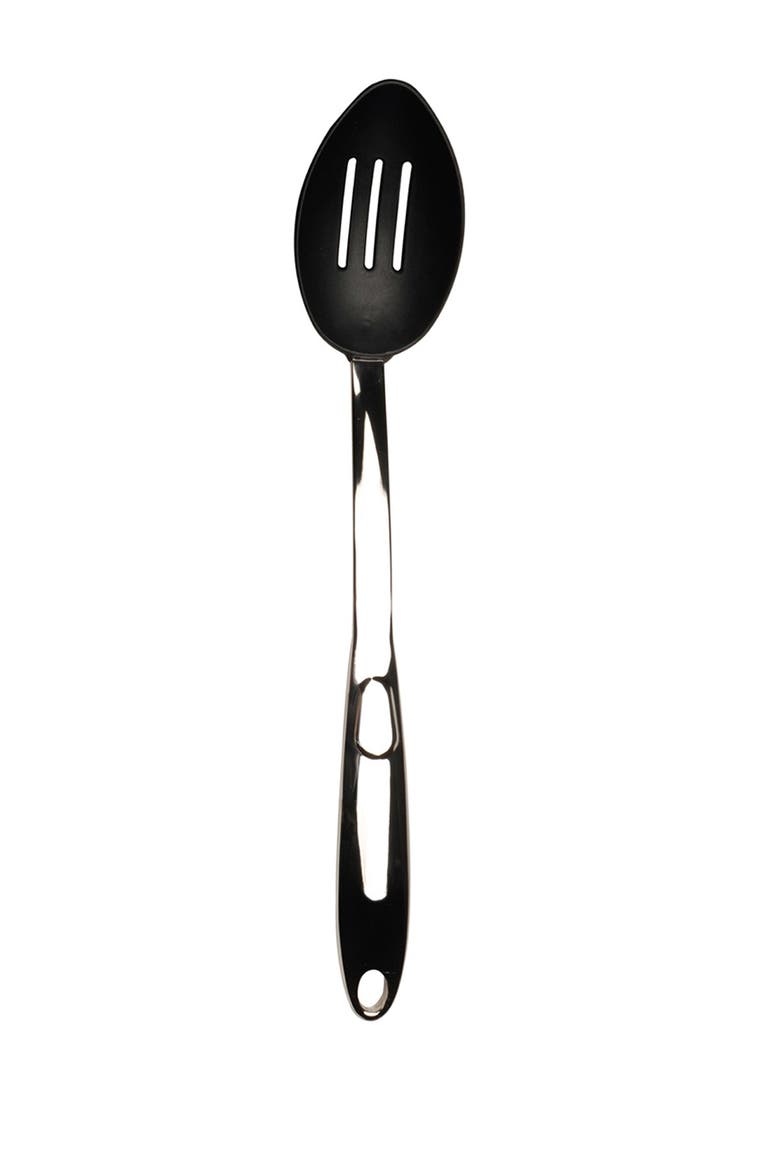 Nylon Silver Slotted Serving Spoon, Main, color, BLACK