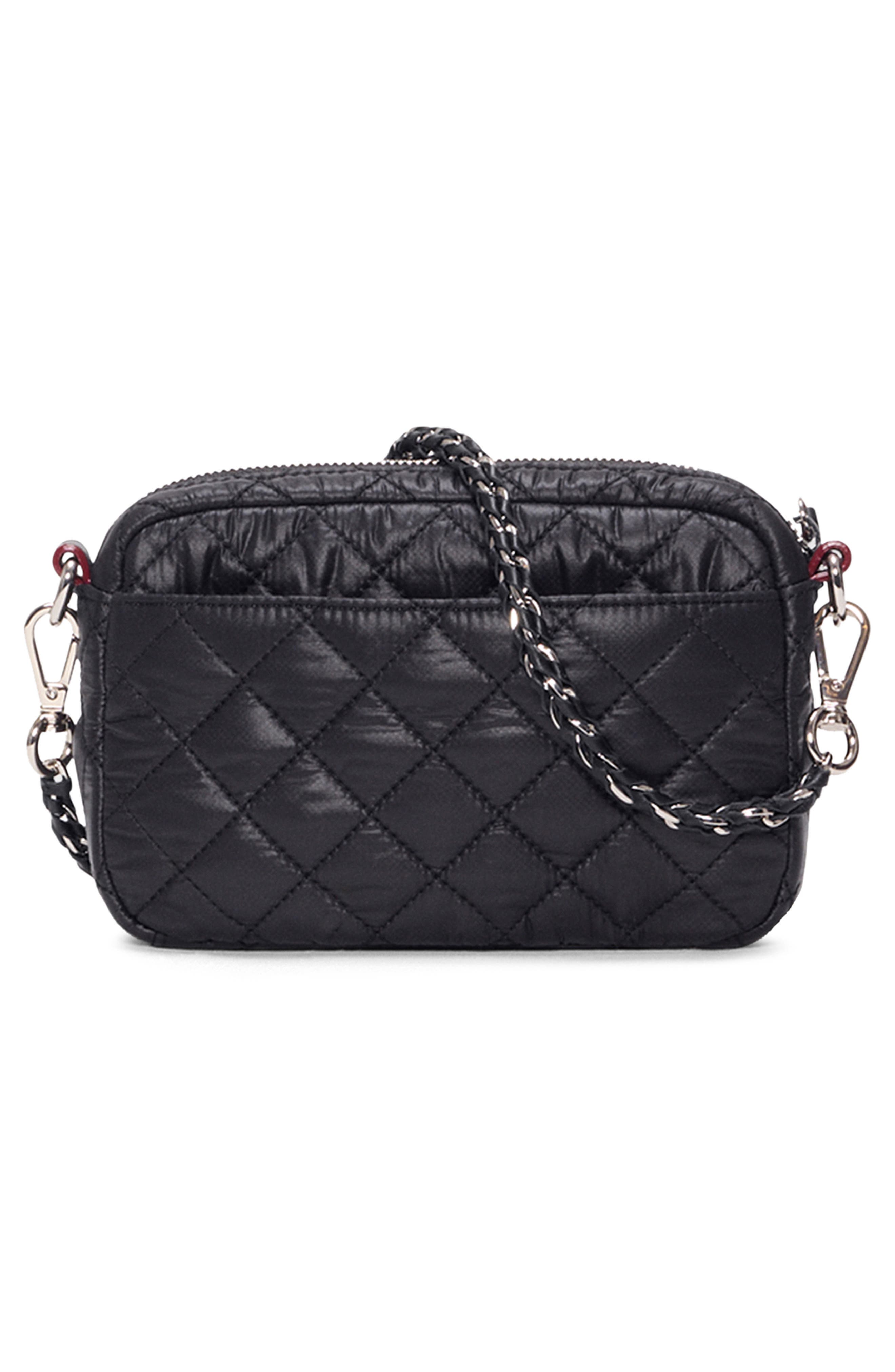 MZ Wallace Mini Crosby Quilted Nylon Crossbody Bag, Alternate, color, Black