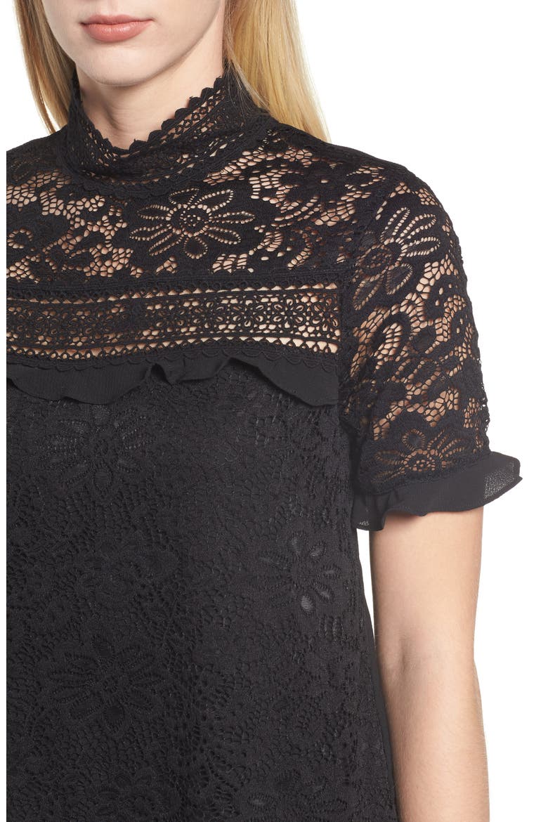 Gibson x Glam Squad Sheaffer Lace Top (Nordstrom Exclusive), Alternate, color, BLACK