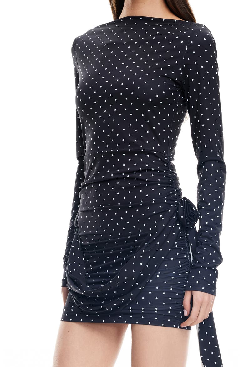 Glory Dot Long Sleeve Minidress, Alternate, color, ONYX POLKA