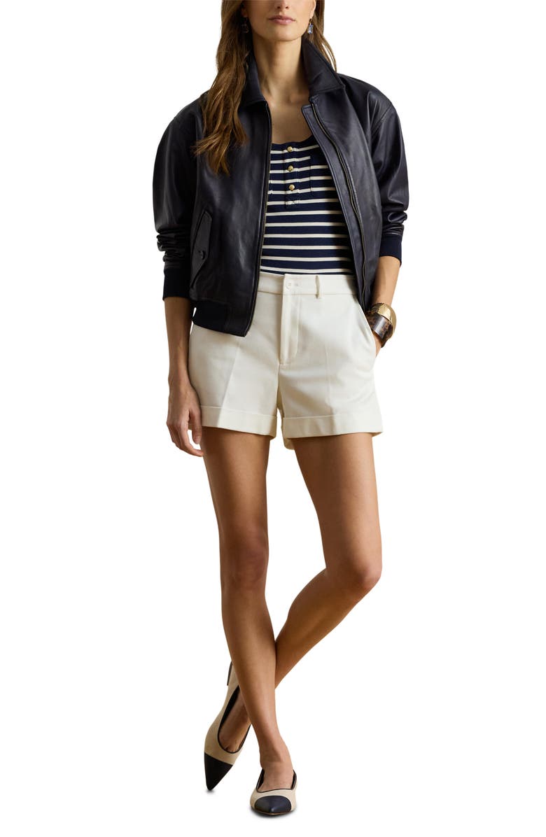 Lauren Ralph Lauren High Rise Stretch Cotton Shorts, Alternate, color, White