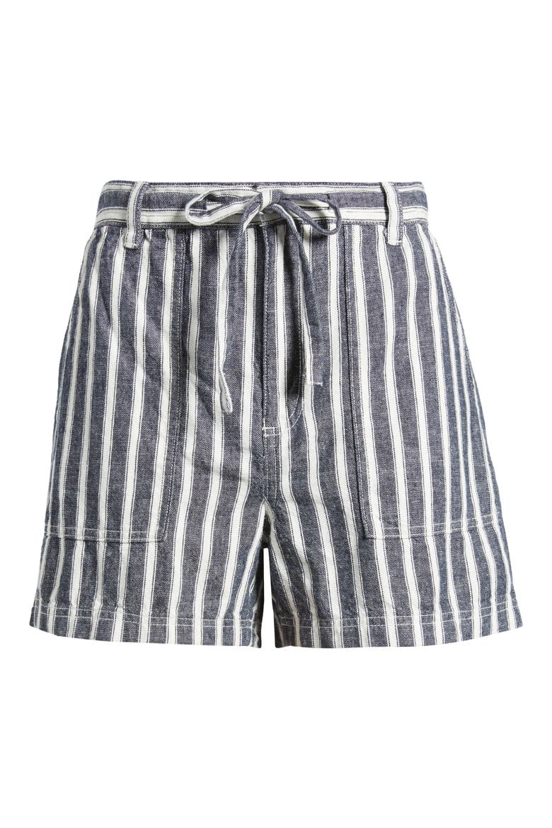 Stripe Pull-On Linen & Cotton Shorts, Alternate, color, STRIPE TWILL