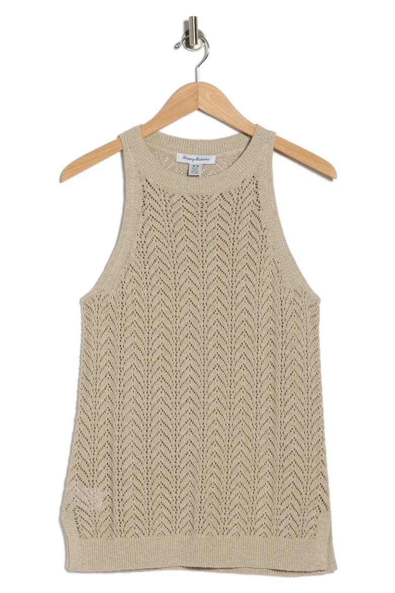 Pointelle Halter Neck Sweater Tank, Alternate, color, NATURAL