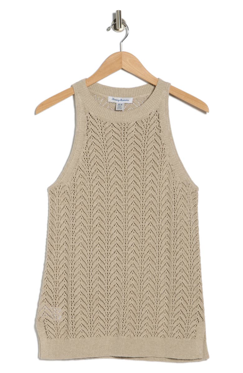 Tommy Bahama Pointelle Halter Neck Sweater Tank, Main, color, Natural