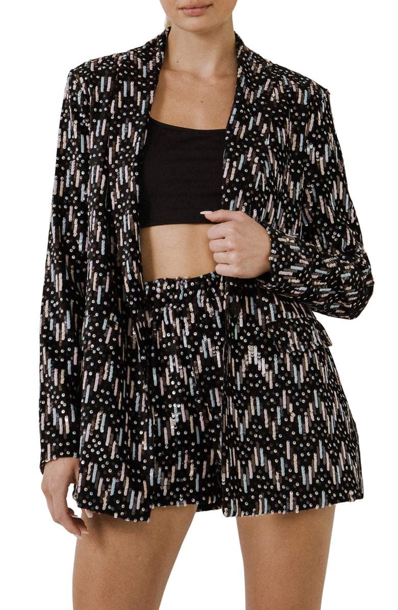Endless Rose Sequin Single Breasted Blazer, Alternate, color, 