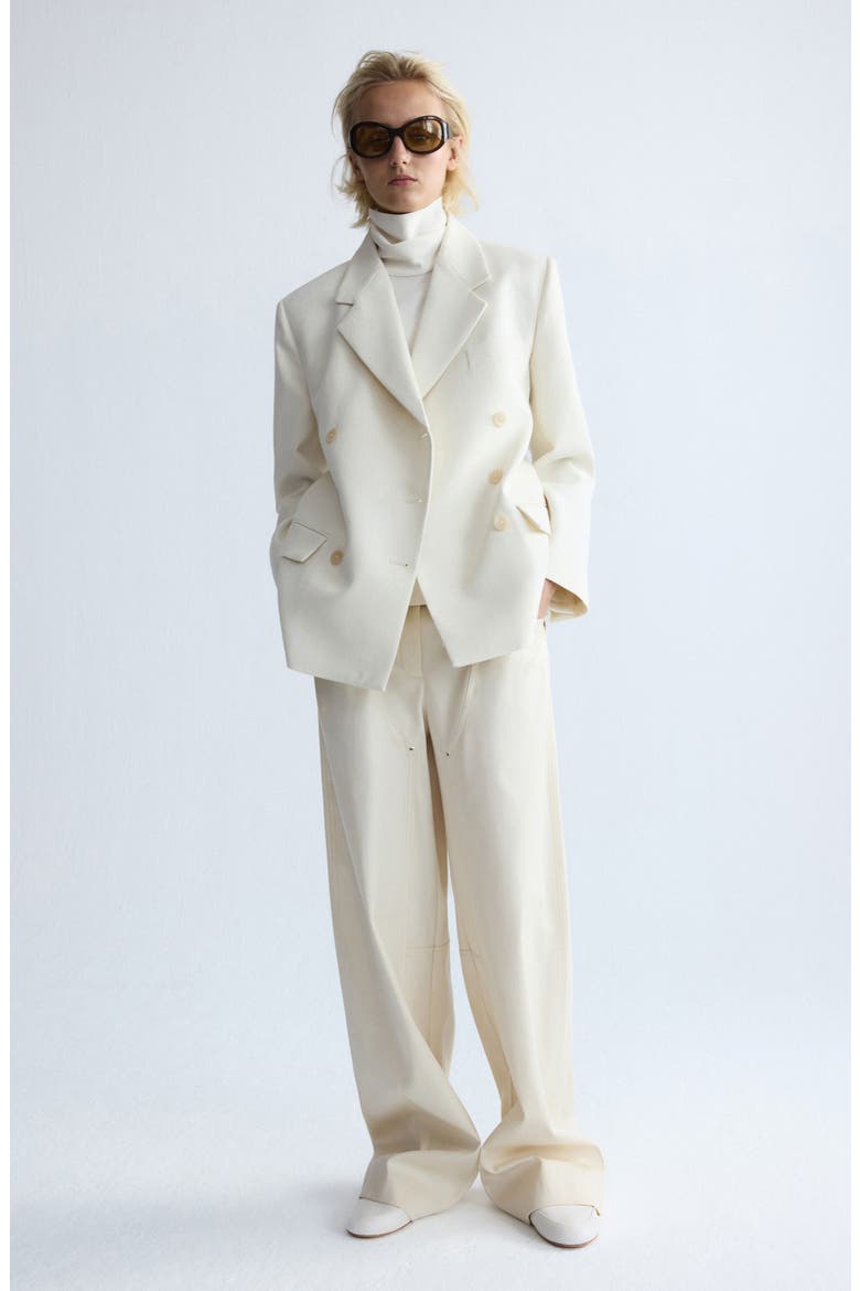 Double Breasted Wool Blend Blazer, Alternate, color, ECRU