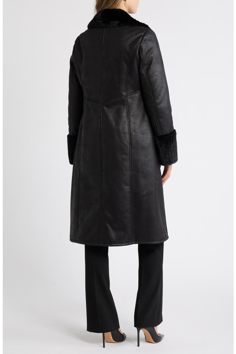 Faux Shearling Coat, Alternate, color, BLACK