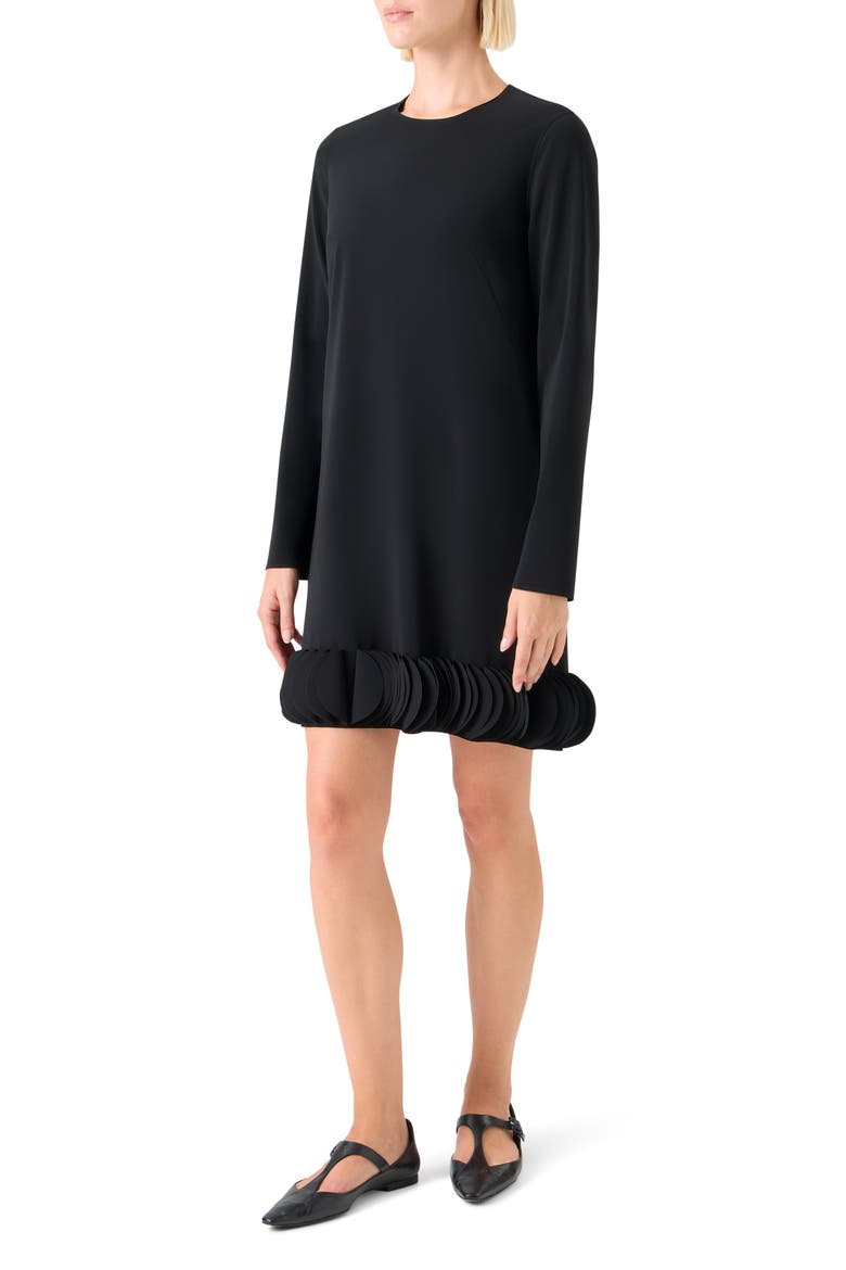 Long Sleeve Shift Dress with 3D Hem, Alternate, color, BLACK