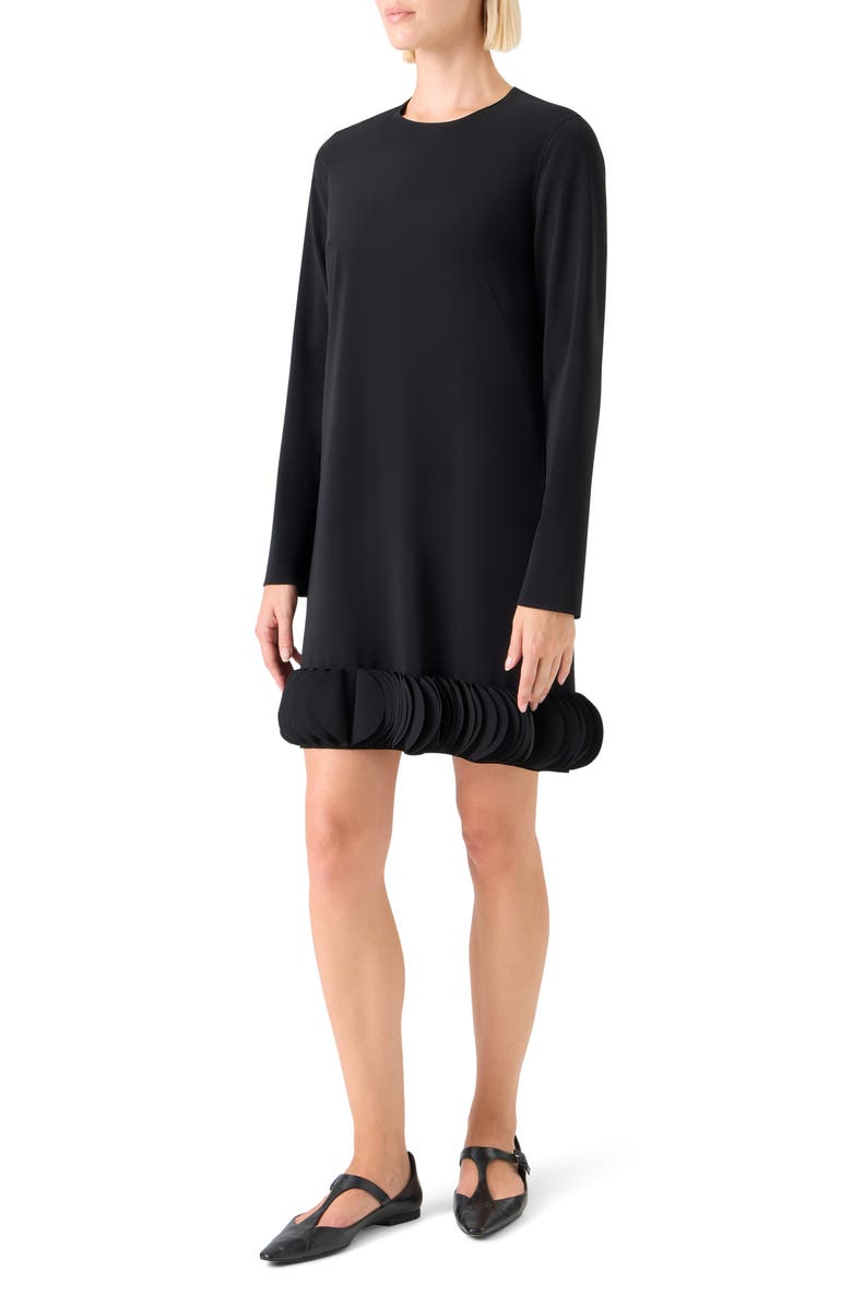 Akris punto Long Sleeve Shift Dress with 3D Hem, Alternate, color, Black