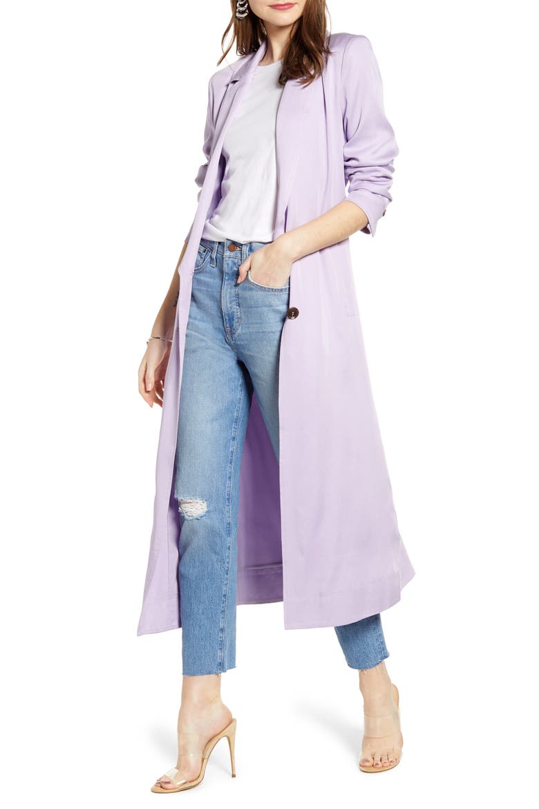 Elongated Collar Trench Coat (Nordstrom Exclusive), Main, color, PURPLE BETA