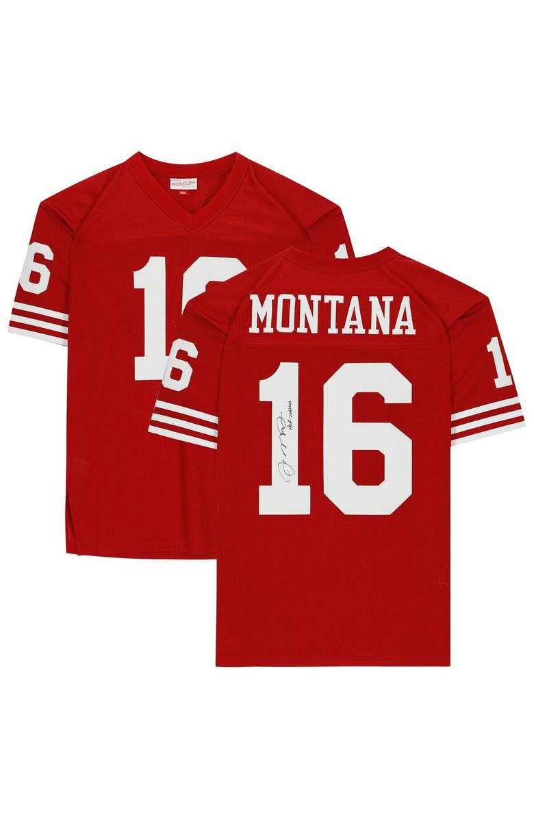 FANATICS AUTHENTIC Joe Montana San Francisco 49ers Autographed Mitchell & Ness Red Authentic Jersey with ''HOF 2000'' Inscription, Main, color, 