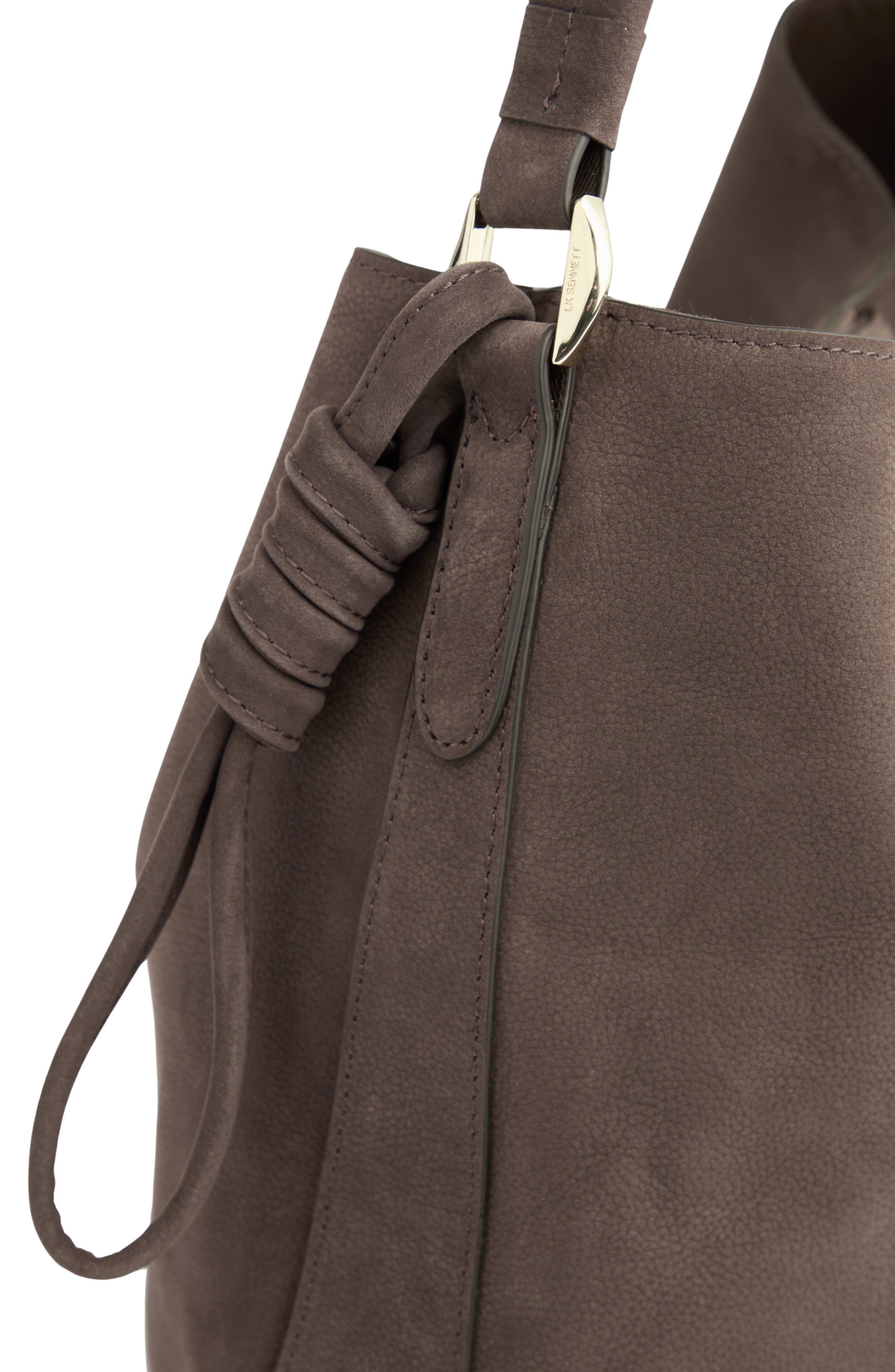 LK Bennett Lou Lou Wrap Handle Leather Shoulder Bag, Alternate, color, Chocolate