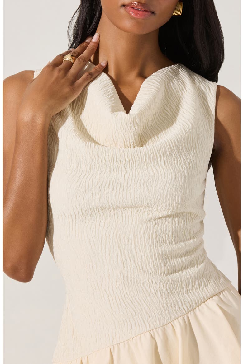 Cowl Neck Mixed Media Minidress, Alternate, color, CREAM