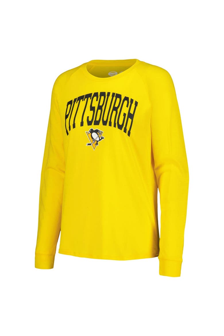 Women's Concepts Sport Black/Gold Pittsburgh Penguins Meter Knit Long Sleeve Raglan Top & Shorts Sleep Set, Alternate, color, Black