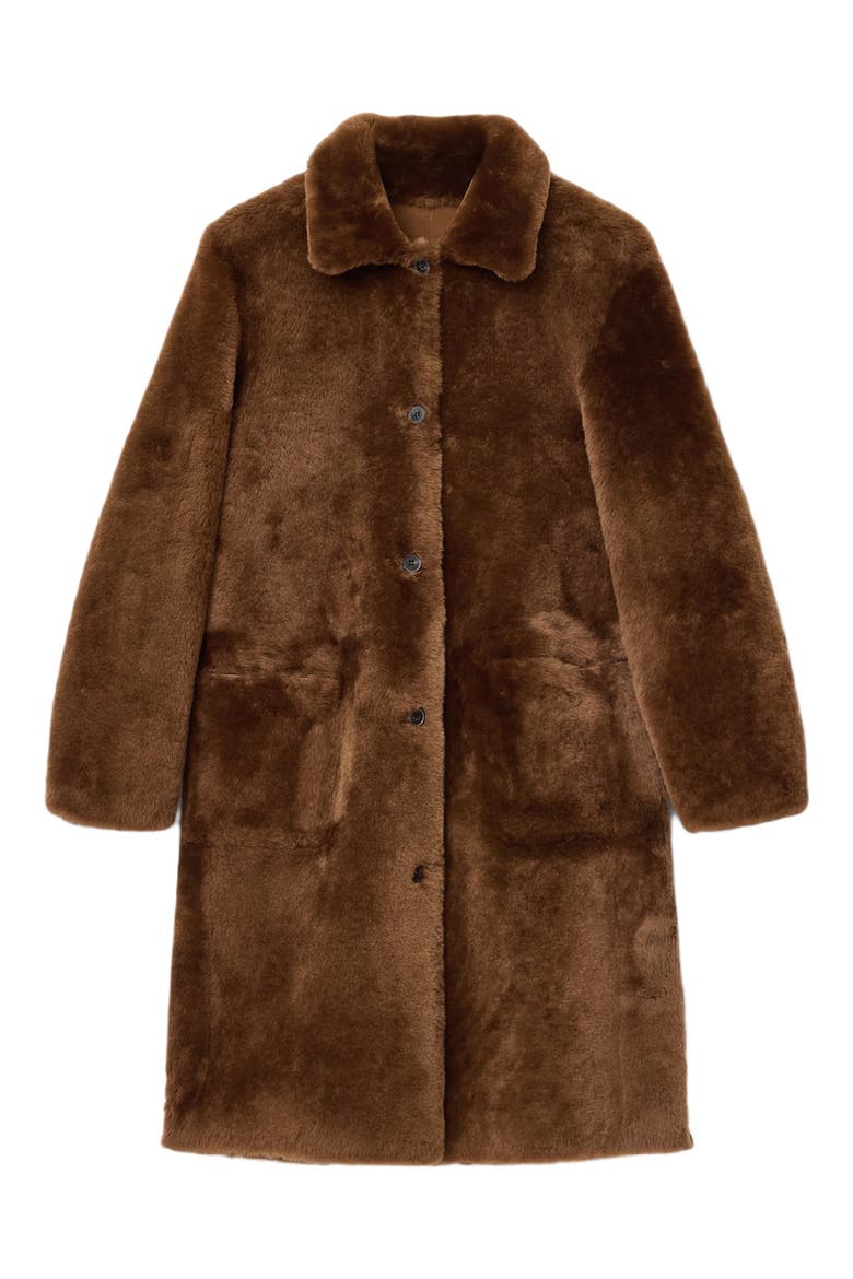 Serra Reversible Genuine Shearling Coat, Alternate, color, BITTER BROWN