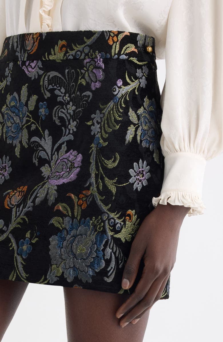Chloé Floral Tapestry Jaquard Miniskirt, Alternate, color, Multicolor Black