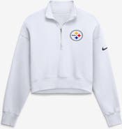 Nike Women's Nike White Pittsburgh Steelers Oversized Phoenix Fleece Cropped Quarter-Zip Sweatshirt