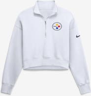 Nike Women's Nike White Pittsburgh Steelers Oversized Phoenix Fleece Cropped Quarter-Zip Sweatshirt