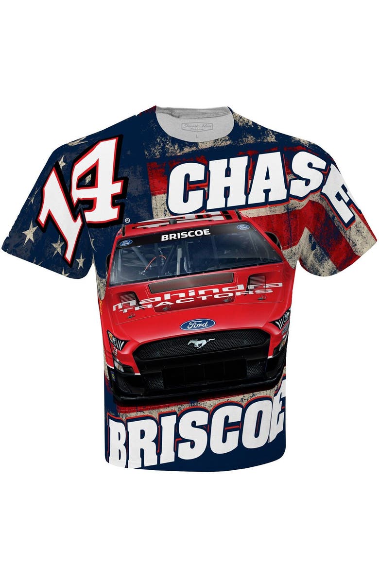 STEWART-HAAS RACING Men's Stewart-Haas Racing Team Collection White Chase Briscoe Mahindra Sublimated Patriotic Total Print T-Shirt, Alternate, color, White